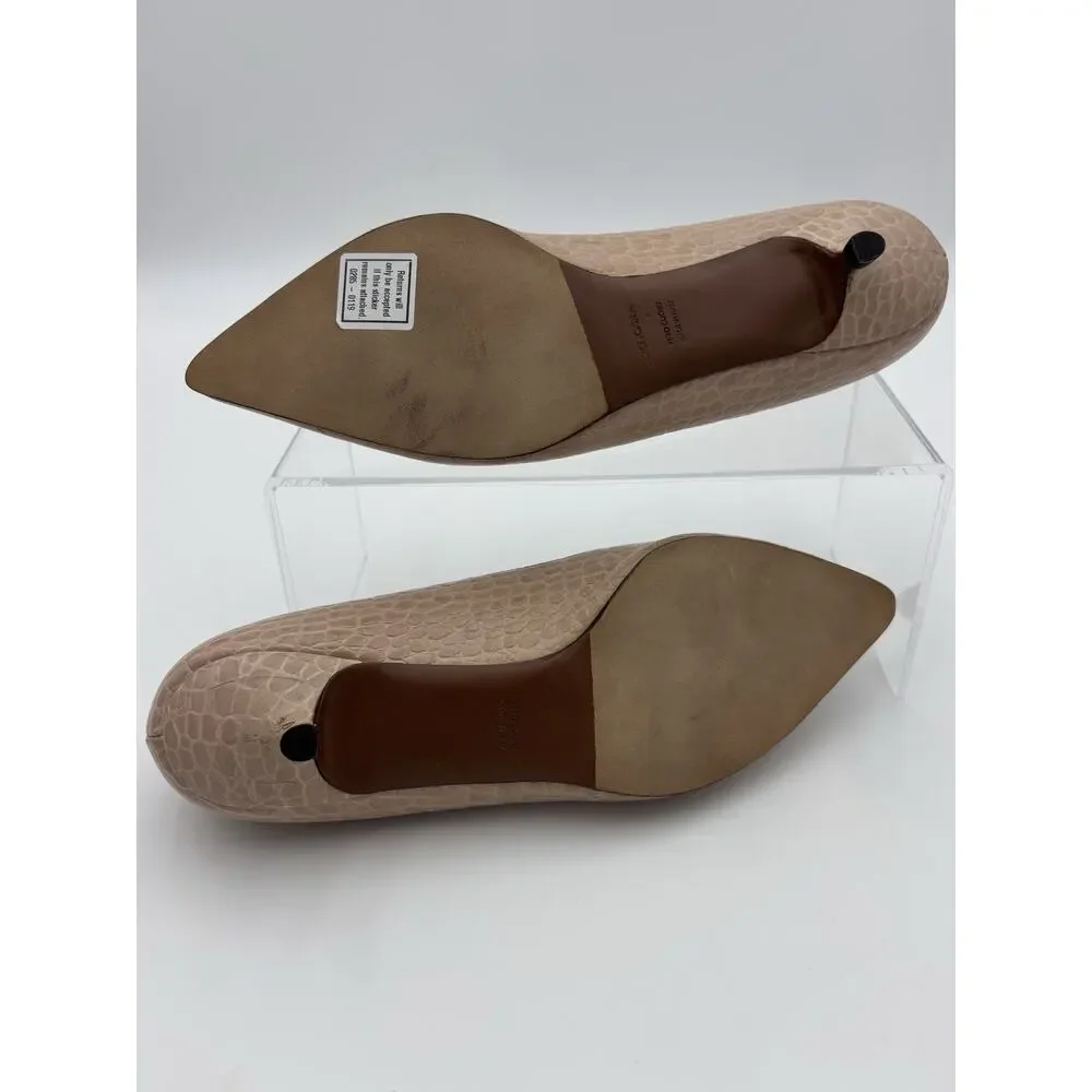 Dolce & Gabbana Bellucci Kitten Heels Beige Nude Embossed Leather Size 38 US 8